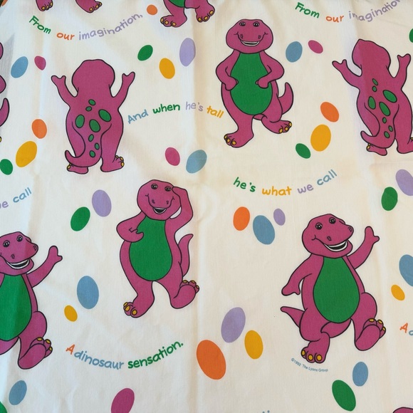 Barney Vintage Curtain Panel Purple Dinosaur Project Craft Authentic Vintage VTG - Picture 3 of 8